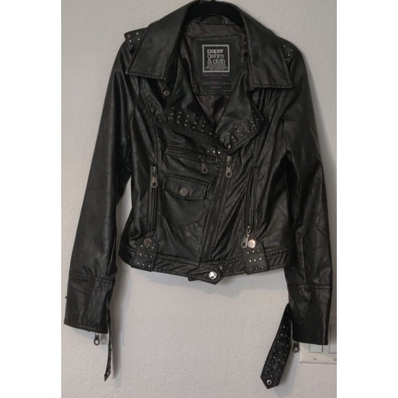 Faux Black Leather‎ Paper Denim & Cloth Stur Jacket Size Small - Picture 4 of 9